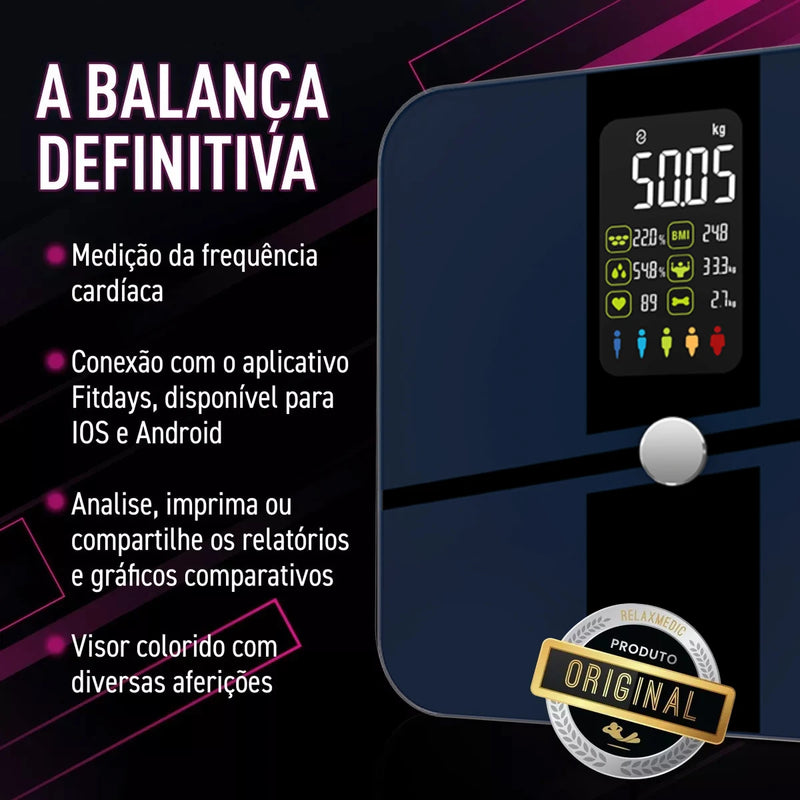 Balança Digital de Bioimpedância Bluetooth Profissional